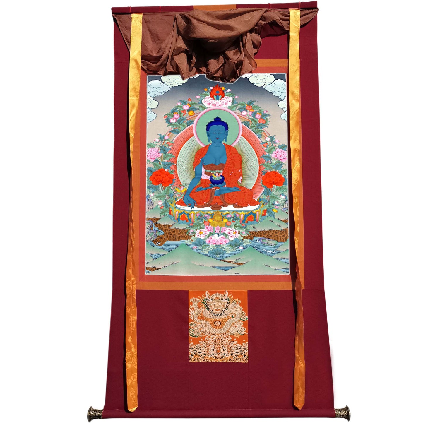 Gandhanra Tibetan Thangka Art - Bhaisajyaguru - Medicine Buddha - from Kathok Monastery - Giclee Print with Mineral Pigments