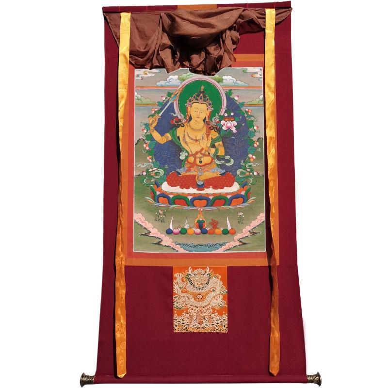 Gandhanra Tibetan Thangka Art - Manjusri - from Kathok Monastery - Giclee Print with Mineral Pigments