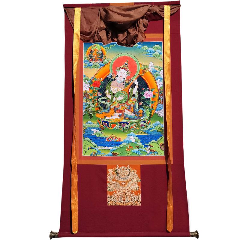 Gandhanra Tibetan Thangka Art - Sarasvati - from Kathok Monastery - Giclee Print with Mineral Pigments