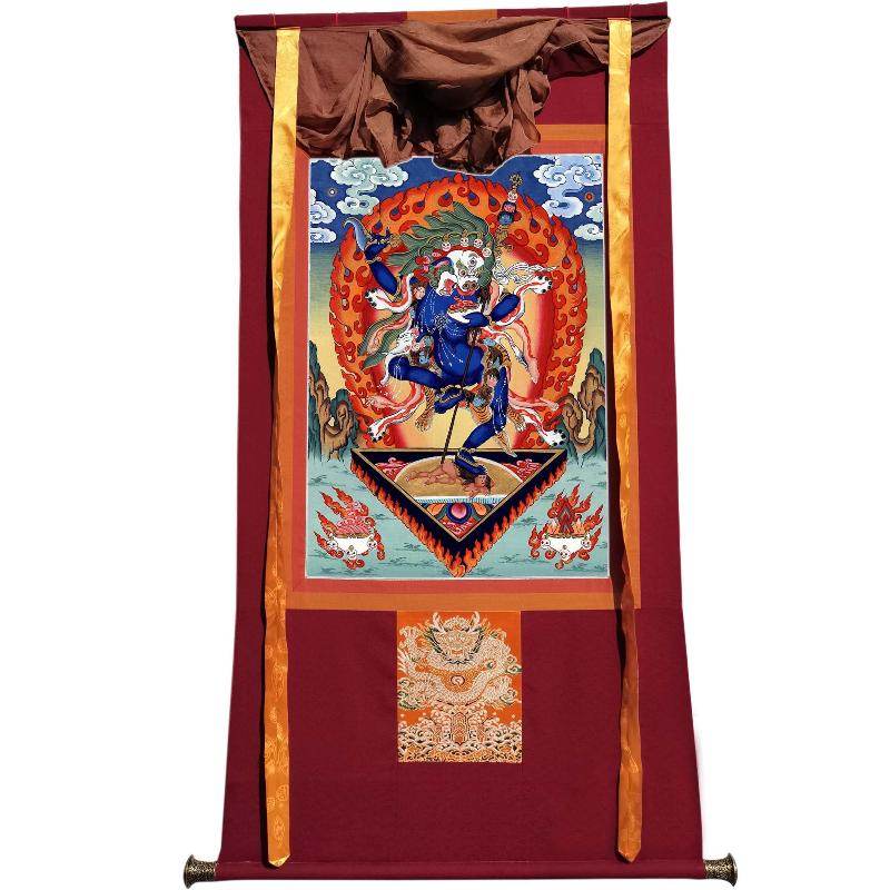Lion-faced Dakini - Simhamukha - -Simhavaktra -Longsal Sengmar - Tibetan thangka painting, view 22