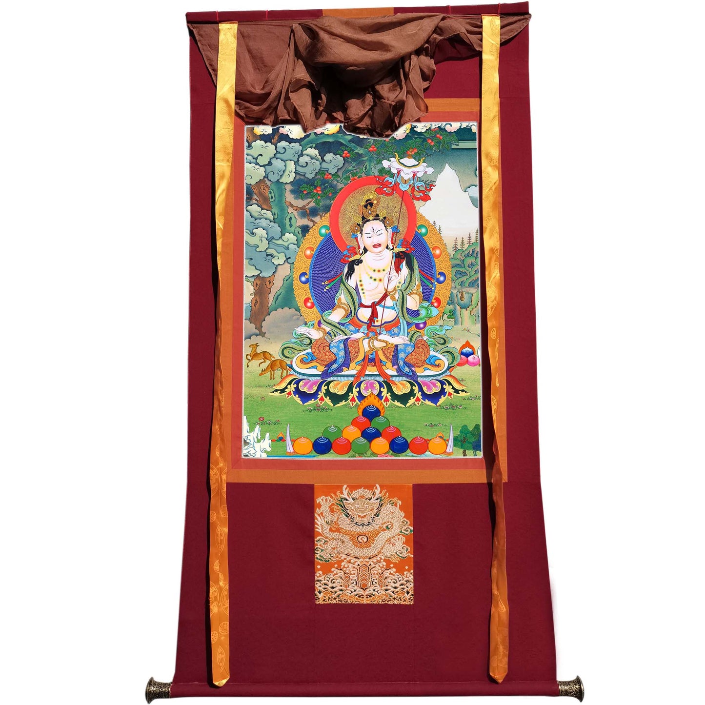 Gandhanra Tibetan Thangka Art - Usnisa Sitatapatra - Great White Parasol - from Kathok Monastery - Giclee Print with Mineral Pigments