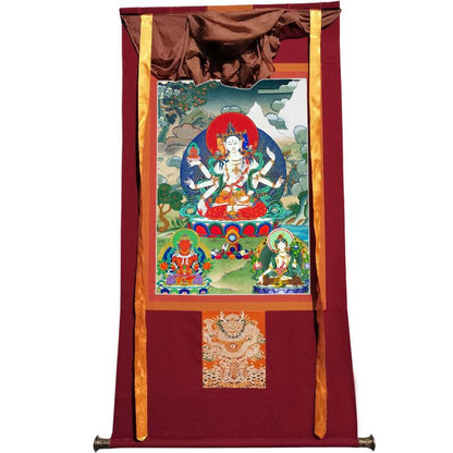 Gandhanra Tibetan Thangka Art - Victorious Crown Ushnisha Vijaya - from Kathok Monastery - Giclee Print with Mineral Pigments