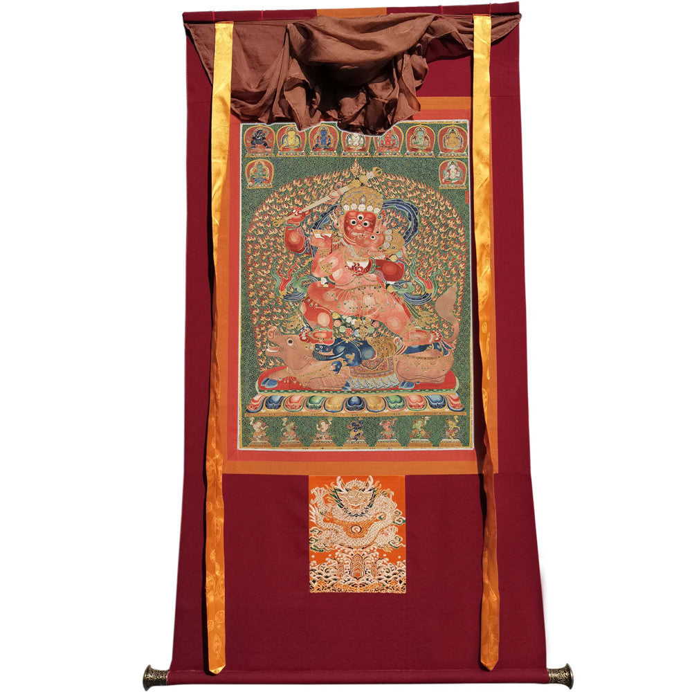 Gandhanra Tibetan Thangka Art - Yamari-Krodharaja - from Kathok Monastery - Giclee Print with Mineral Pigments