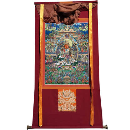 Vaishravana / Vaisravana - Tibetan thangka painting, view 7