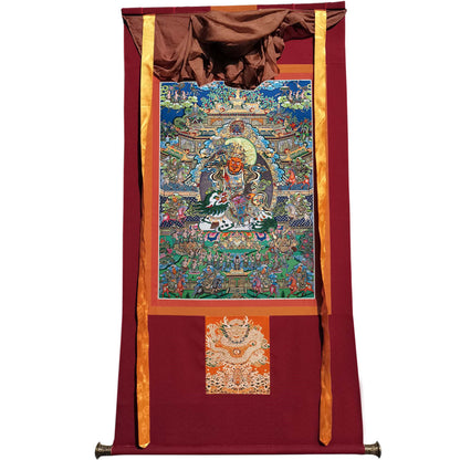 Gandhanra Tibetan Thangka Art - vaishravana - vaisravana - from Kathok Monastery - Giclee Print with Mineral Pigments