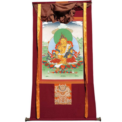 Gandhanra Handmade Thangka - Yellow Jambhala - from Kathok Monastery