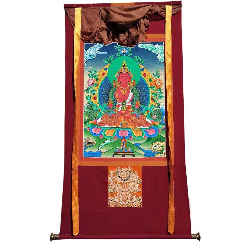 Amitayus - the Buddha of Longevity - Tibetan thangka painting, view 23