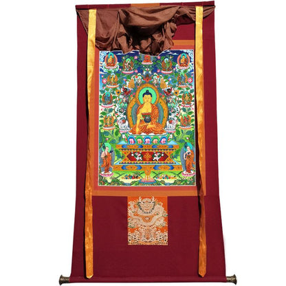 Gandhanra Tibetan Thangka Art - Shakyamuni - from Kathok Monastery - Giclee Print with Mineral Pigments