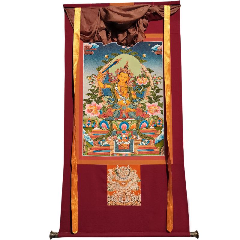 Gandhanra Tibetan Thangka Art - Manjusri - from Kathok Monastery - Giclee Print with Mineral Pigments