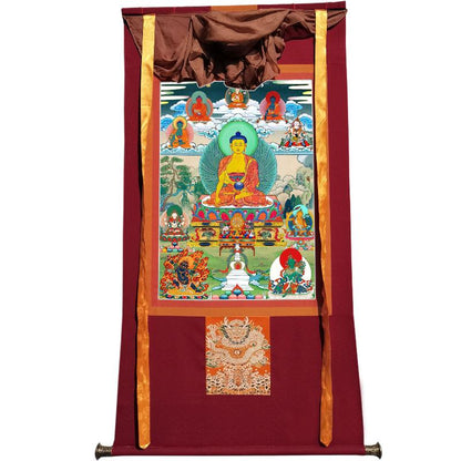 Gandhanra Tibetan Thangka Art - Shakyamuni - from Kathok Monastery - Giclee Print with Mineral Pigments