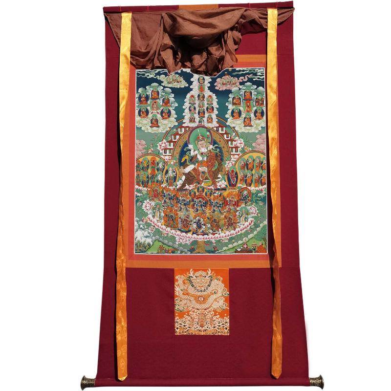Padmasambhava - Guru Rinpoche on Refuge Tree - Tibetan thangka painting, view 7