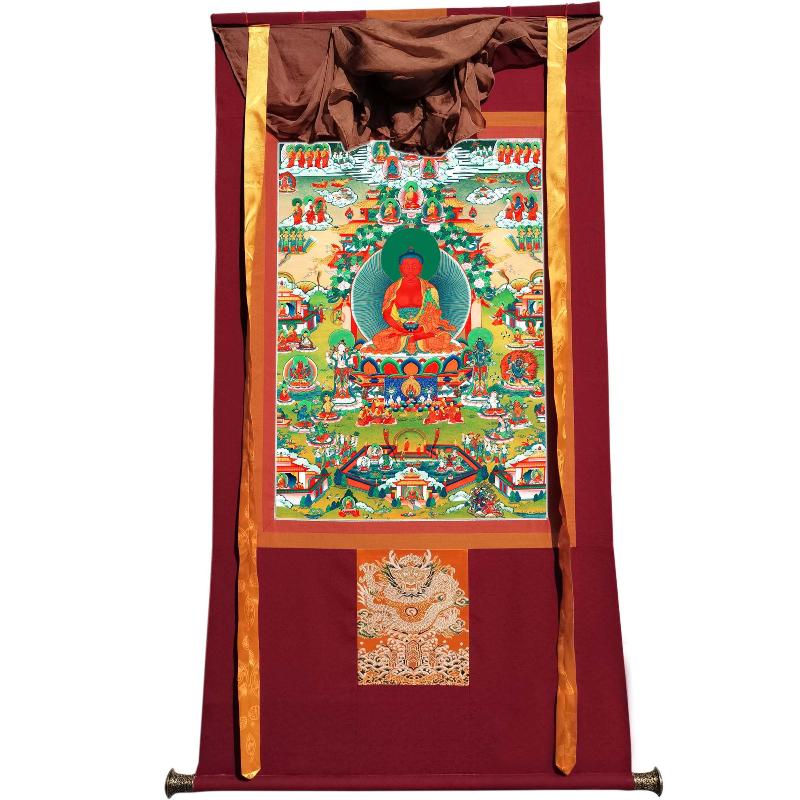 Gandhanra Tibetan Thangka Art - Amidabha in Pure Land - from Kathok Monastery - Giclee Print with Mineral Pigments