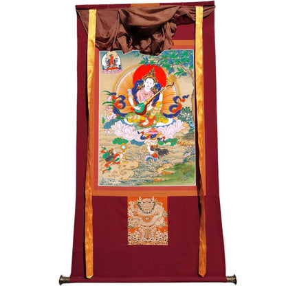 Gandhanra Tibetan Thangka Art - Sarasvati - from Kathok Monastery - Giclee Print with Mineral Pigments