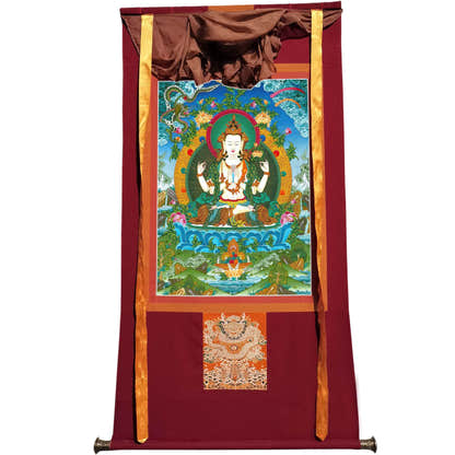 Chenrezig - Tibetan thangka painting, view 7