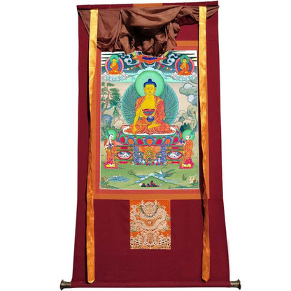 Gandhanra Tibetan Thangka Art - Shakyamuni - from Kathok Monastery - Giclee Print with Mineral Pigments