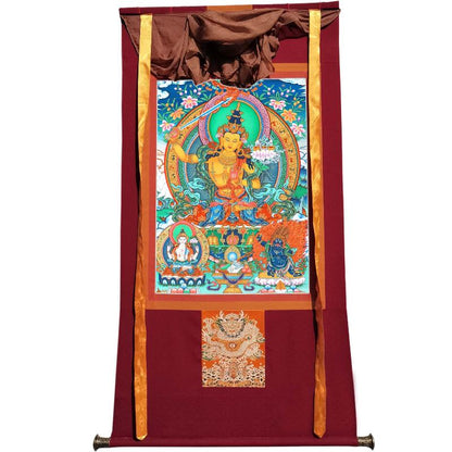 Gandhanra Tibetan Thangka Art - Manjusri - from Kathok Monastery - Giclee Print with Mineral Pigments