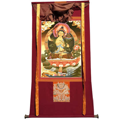 Manjusri - Tibetan thangka painting, view 7