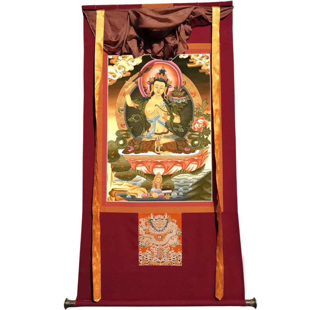 Gandhanra Tibetan Thangka Art - Manjusri - from Kathok Monastery - Giclee Print with Mineral Pigments