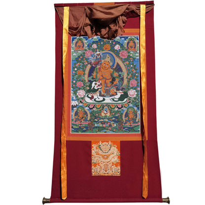 Gandhanra Tibetan Thangka Art - vaishravana - vaisravana - from Kathok Monastery - Giclee Print with Mineral Pigments