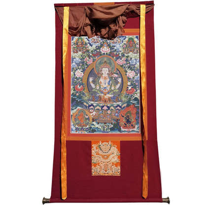 Chenrezig Image - Tibetan thangka painting, view 12