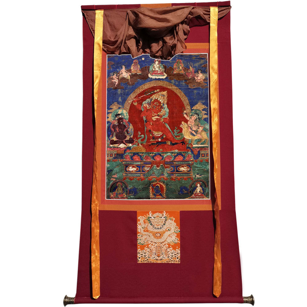 Gandhanra Tibetan Thangka Art - Yamari-Krodharaja - from Kathok Monastery - Giclee Print with Mineral Pigments