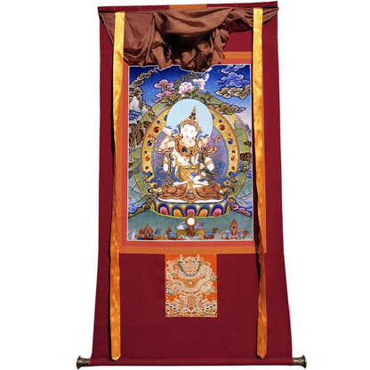 Vajrasattva in Yab Yum - Tibetan thangka painting, view 7