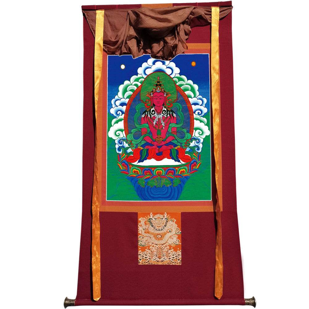 Amitayus - the Buddha of Longevity - Tibetan thangka painting, view 7