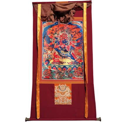 Vajrakilaya in Yab Yum Thangka - Tibetan thangka painting, view 7