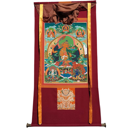 Gandhanra Tibetan Thangka Art - Manjusri - from Kathok Monastery - Giclee Print with Mineral Pigments