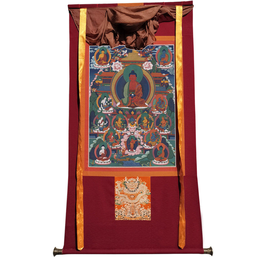 Gandhanra Tibetan Thangka Art - Amitayus - Amitabha - from Kathok Monastery - Giclee Print with Mineral Pigments