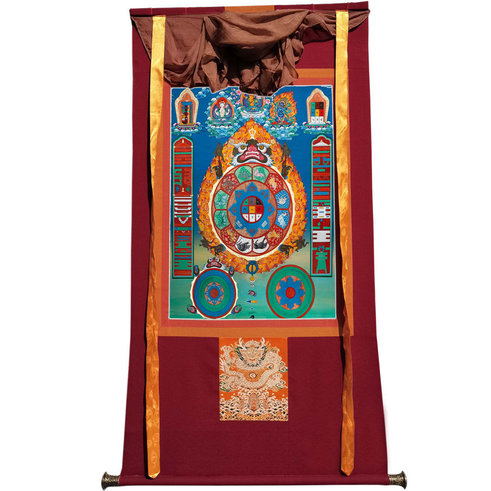 Gandhanra Tibetan Thangka Art - SIPAHO - Melong - Jiugong Bagua - from Kathok Monastery - Giclee Print with Mineral Pigments