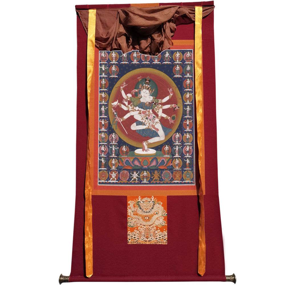 2-faced 8-armed Padmapani Padmajala - Tibetan thangka painting, view 7