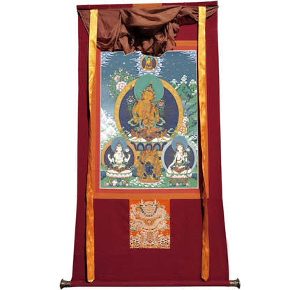 Manjushri Chenrezig Vajrapani - Tibetan thangka painting, view 7