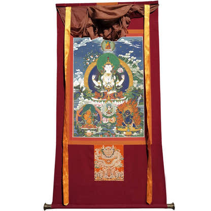 Chenrezig - Tibetan thangka painting, view 7