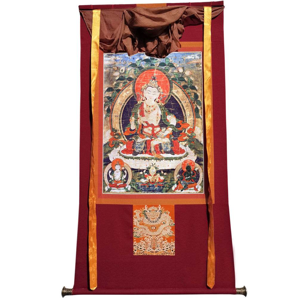 Vajrasattva - 14th Century Old Version - Tibetan thangka painting, view 19