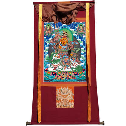 Vaishravana / Vaisravana - Tibetan thangka painting, view 7