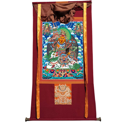 Gandhanra Tibetan Thangka Art - vaishravana - vaisravana - from Kathok Monastery - Giclee Print with Mineral Pigments