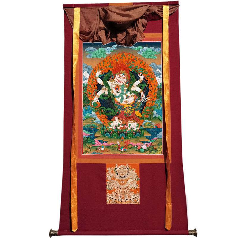 White Mahakala Image - Tibetan thangka painting, view 12