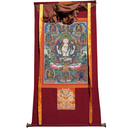 Chenrezig - Tibetan thangka painting, view 7