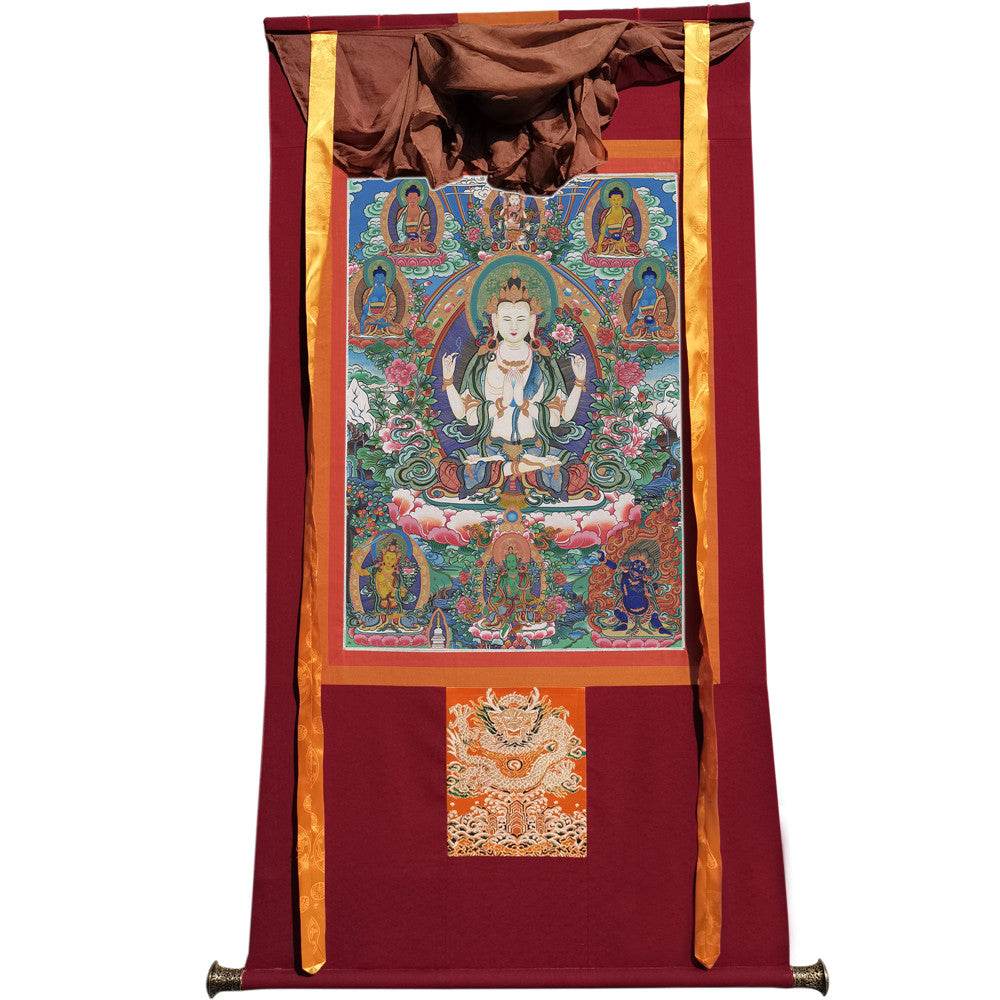 Chenrezig - Tibetan thangka painting, view 7