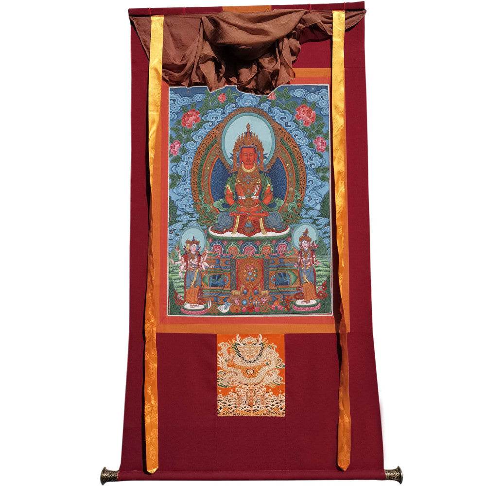 Amitayus - the Buddha of Longevity - Tibetan thangka painting, view 7