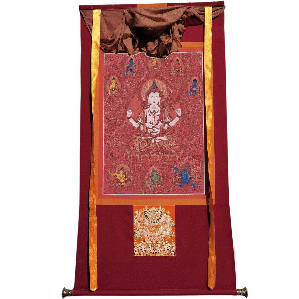 Chenrezig Image - Tibetan thangka painting, view 12