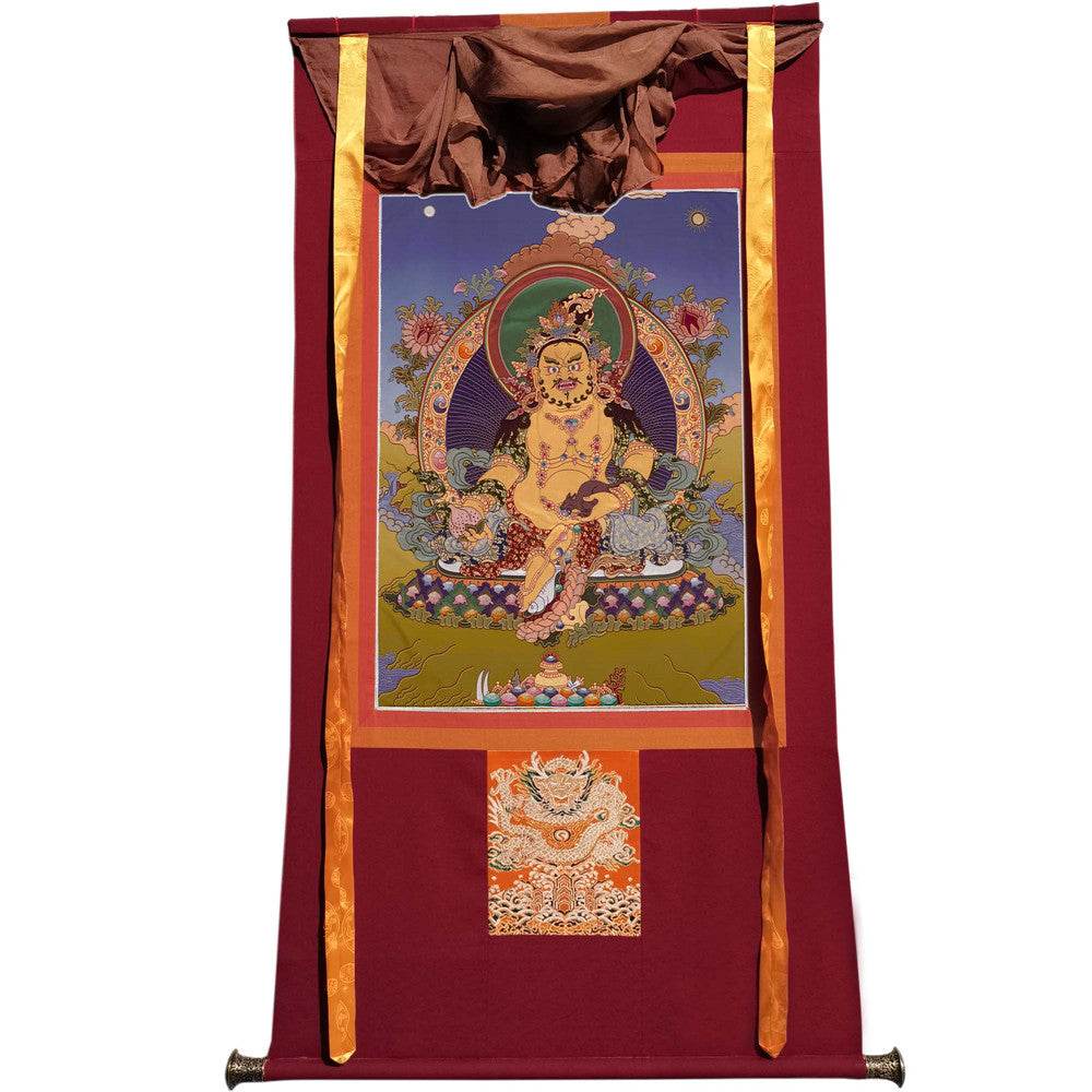 Yellow Jambhala - Tibetan thangka painting, view 7