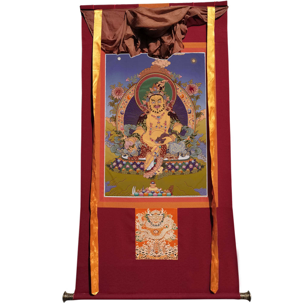 Gandhanra Handmade Thangka - Yellow Jambhala - from Kathok Monastery