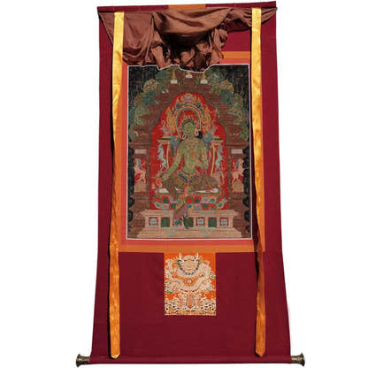 Green Tara - 13th Century - Tibetan thangka painting, view 7