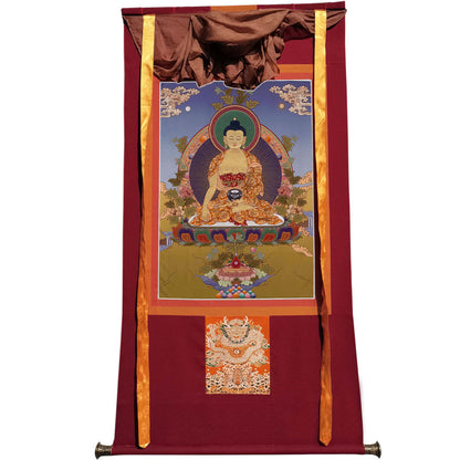Gandhanra Tibetan Thangka Art - Bhaisajyaguru - Medicine Buddha - from Kathok Monastery - Giclee Print with Mineral Pigments