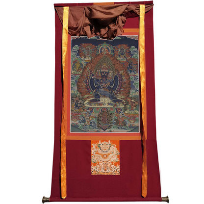 Gandhanra Tibetan Thangka Art - Vajrabhairava-Yamāntaka - from Kathok Monastery - Giclee Print with Mineral Pigments