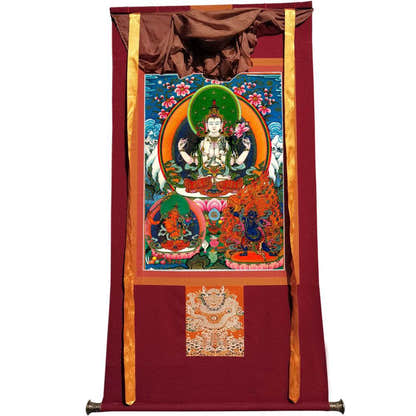 Chenrezig - Tibetan thangka painting, view 7