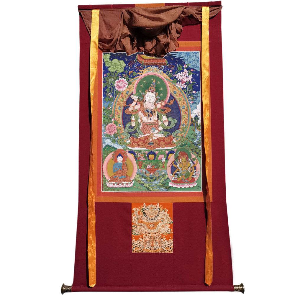 Vajrasattva in Yab Yum - Tibetan thangka painting, view 7