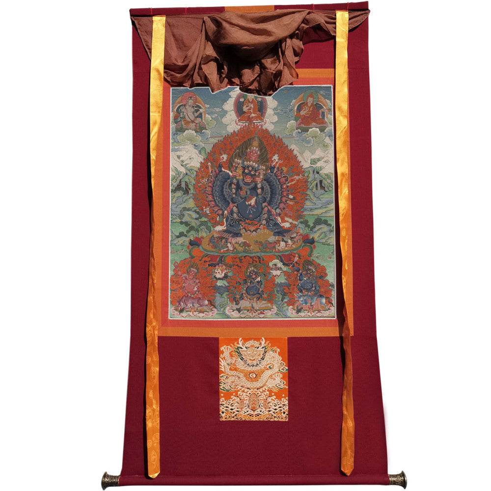Vajrabhairava / Yamantaka - 17th Century Old Version - Tibetan thangka painting, view 7